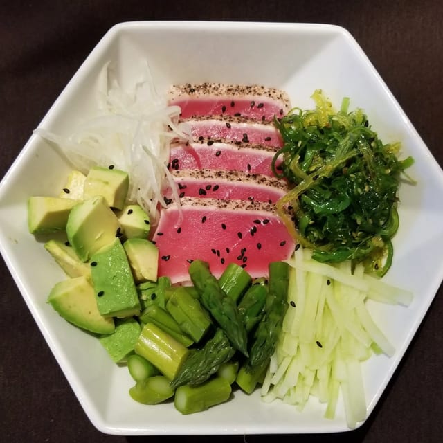 Seared Ahi Tuna Poke Bowl.