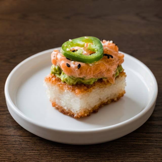 Crispy Rice Spicy Salmon.